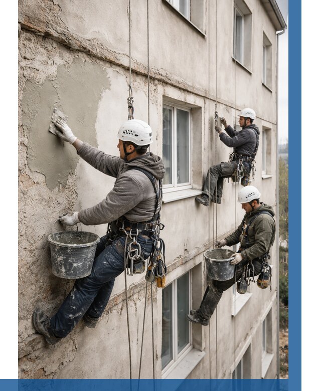 Ремонт штукатурного фасада в Карабулаке от 775 р. под ключ | ВЫСОТНИК-Крб