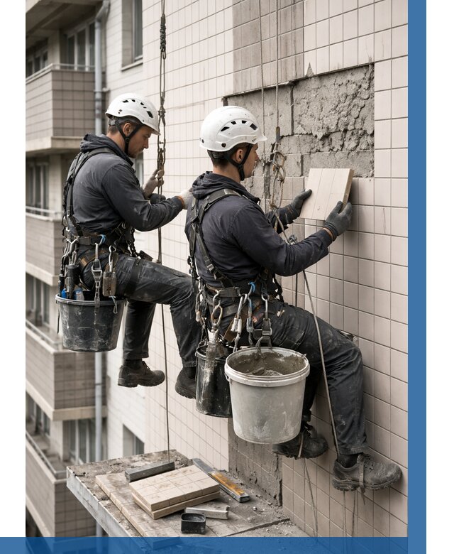 Ремонт облицовки фасада плиткой в Карабулаке от 1859 р. | ВЫСОТНИК-Крб