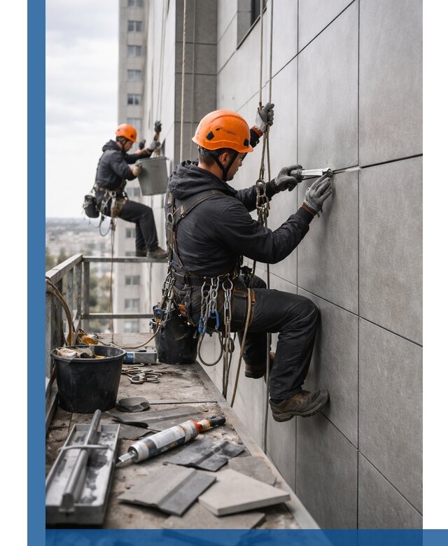 Профессиональный ремонт фасада из керамогранита в Карабулаке
