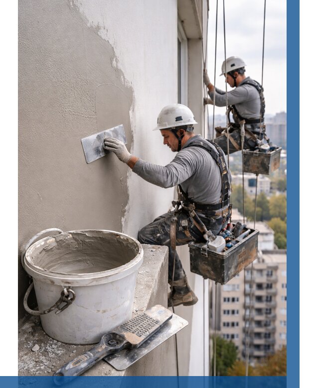 Шпаклевка фасада на высоте в Карабулаке от 723 р. | ВЫСОТНИК-Крб