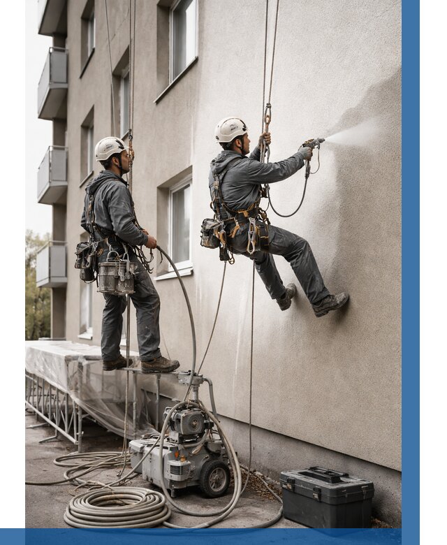 Безвоздушная покраска фасада в Карабулаке от 227 р/м² | ВЫСОТНИК-Крб