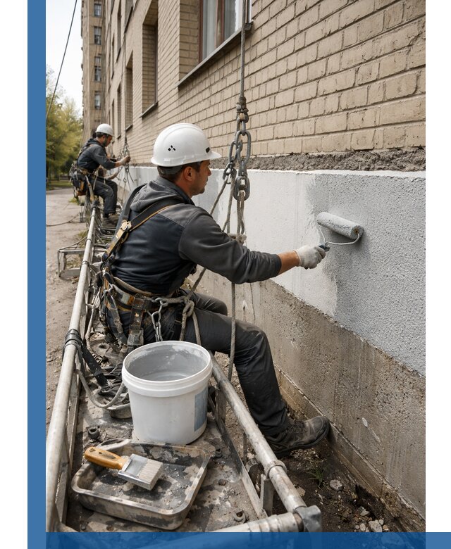 Окраска цоколя здания в Карабулаке профессионально и надежно