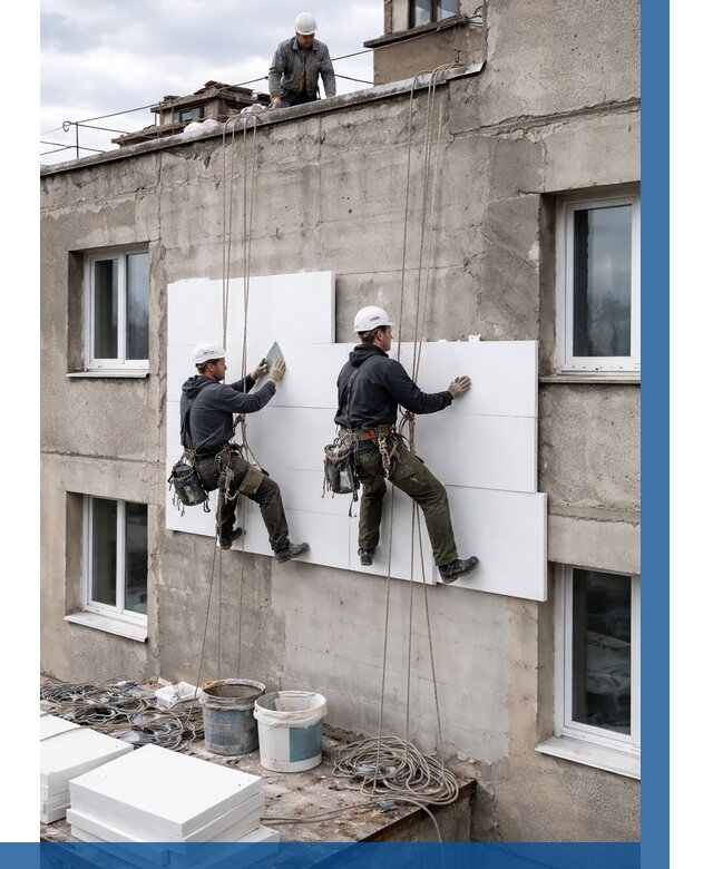 Утепление фасада пенополистиролом в Карабулаке от 1859 р. | ВЫСОТНИК-Крб