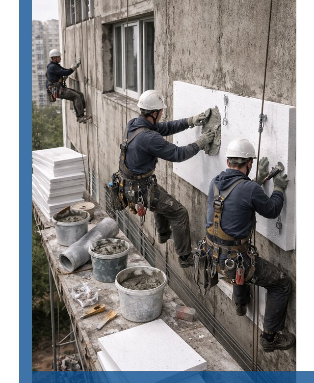 Утепление фасада пенополистиролом в Карабулаке под ключ