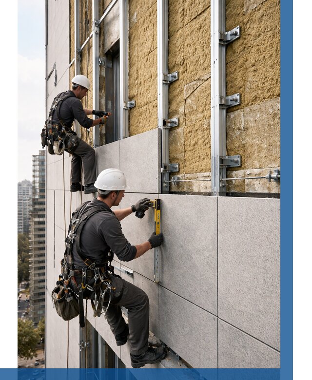 Монтаж вентилируемого фасада в Карабулаке от 3615 р. | ВЫСОТНИК-Крб