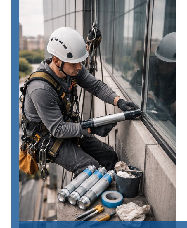 Герметизация стыков витража в Карабулаке для герметичных фасадов