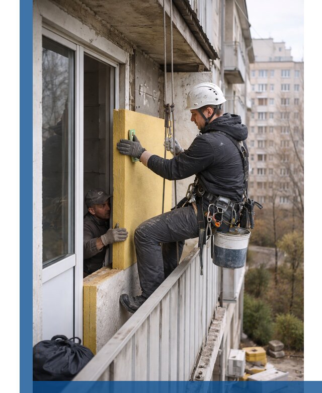Профессиональное утепление балкона снаружи в Карабулаке под ключ