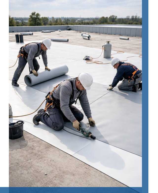 Монтаж мембранной кровли под ключ в Карабулаке от 1239 р. | ВЫСОТНИК-Крб