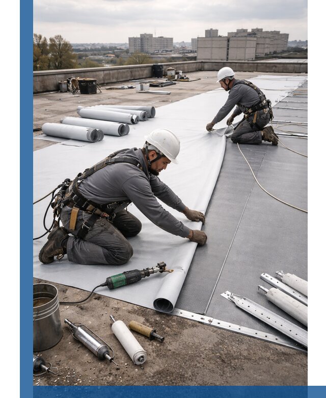 Монтаж мембранной кровли в Карабулаке для промышленных зданий