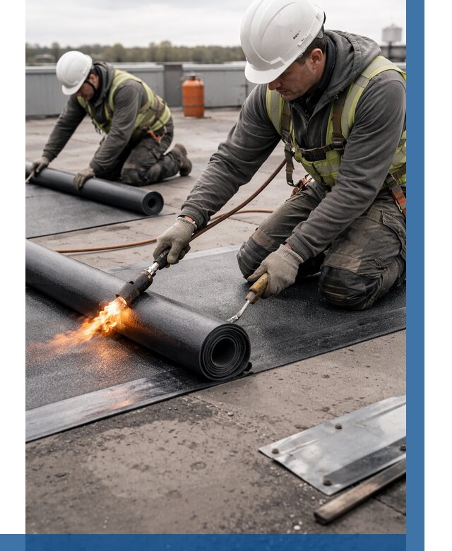 Монтаж наплавляемой кровли в Карабулаке от 878 р. — ВЫСОТНИК-Крб