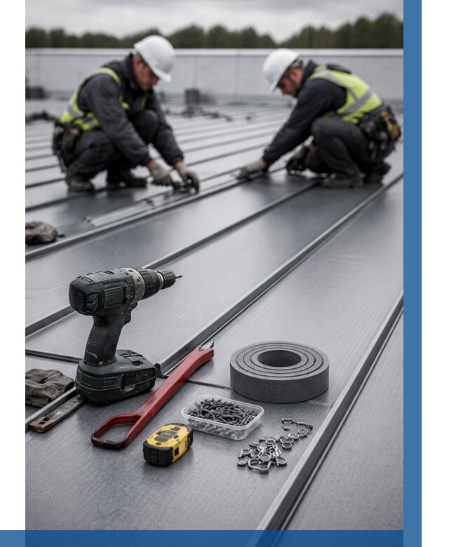 Монтаж фальцевой кровли в Карабулаке от 1859 р. | ВЫСОТНИК-Крб