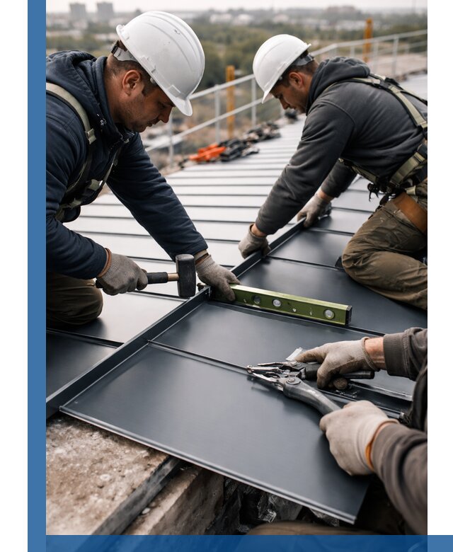 Монтаж фальцевой кровли в Карабулаке для промышленных зданий