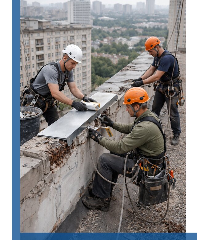 Ремонт парапета на кровле в Карабулаке, высотные работы с гарантией