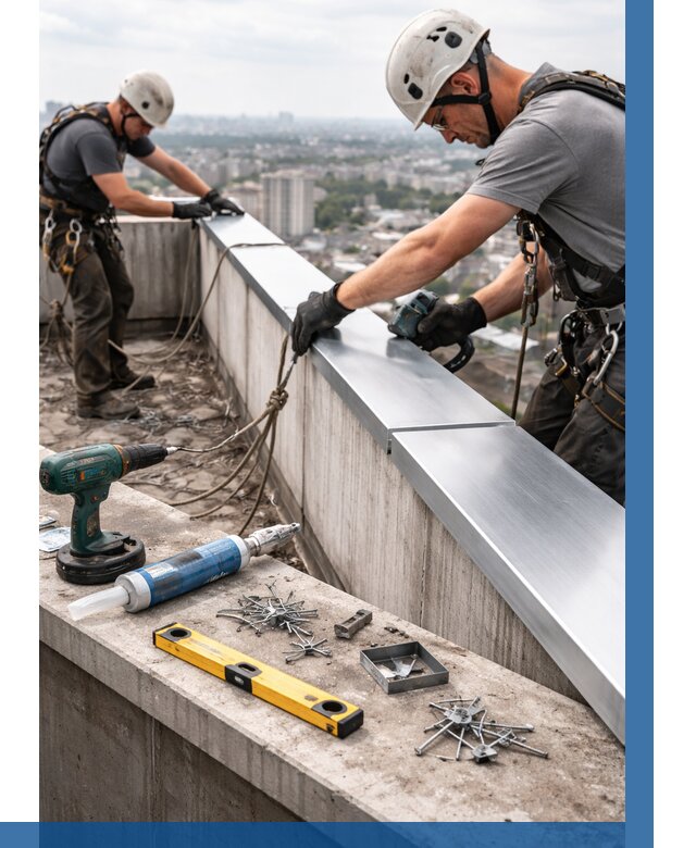 Монтаж парапетных крышек в Карабулаке от 826 р. | ВЫСОТНИК-Крб