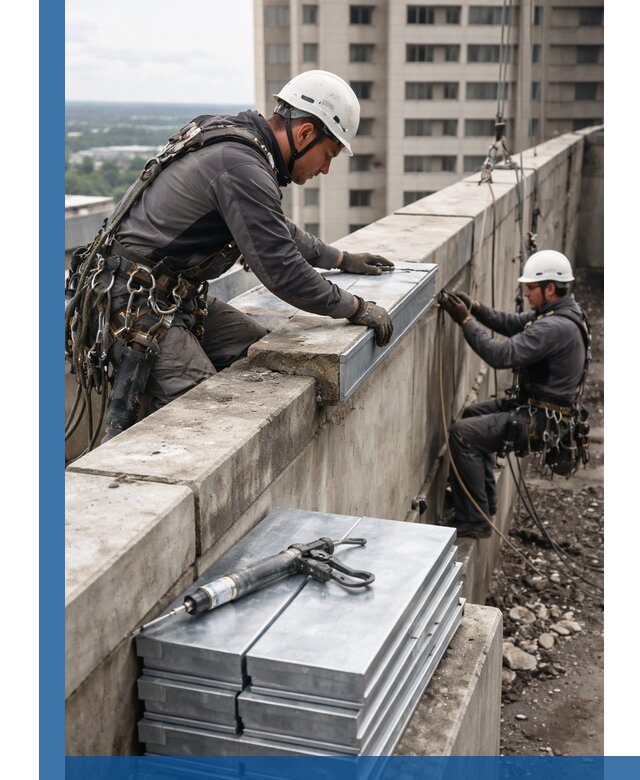 Замена парапетных крышек и установка новых в Карабулаке