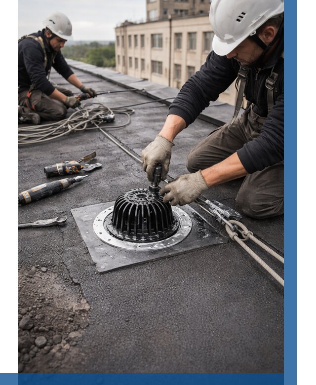 Установка водосточных воронок в Карабулаке цена от 3615 р. | ВЫСОТНИК-Крб