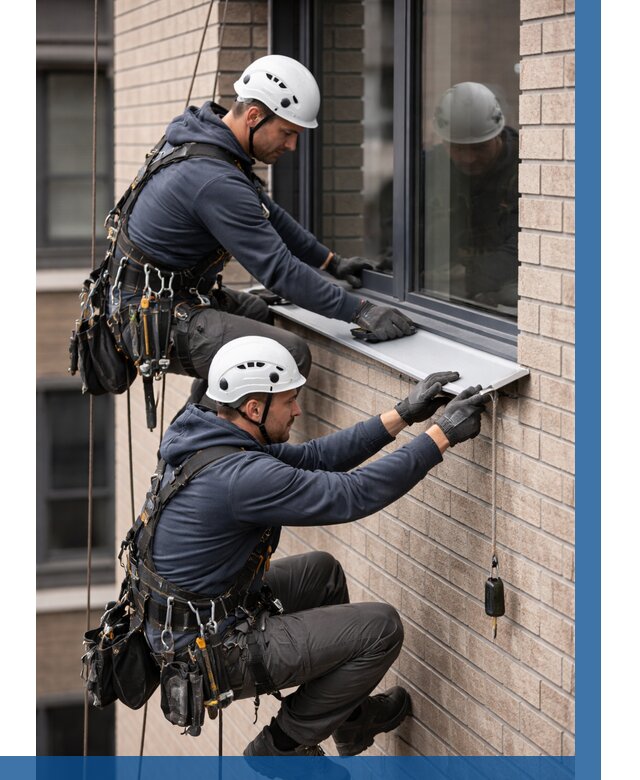 Монтаж оконных отливов под ключ в Карабулаке от 3615 р. | ВЫСОТНИК-Крб