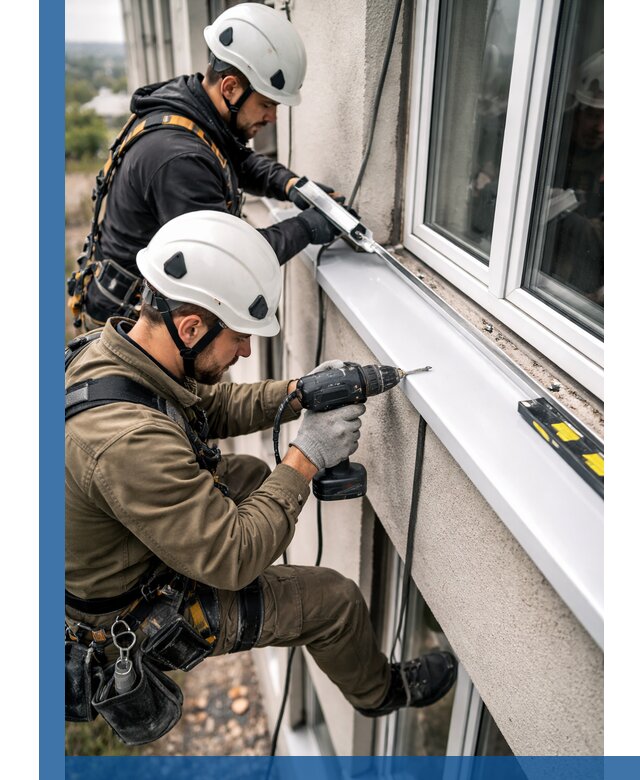 Профессиональный монтаж оконных отливов и отведения воды в Карабулаке