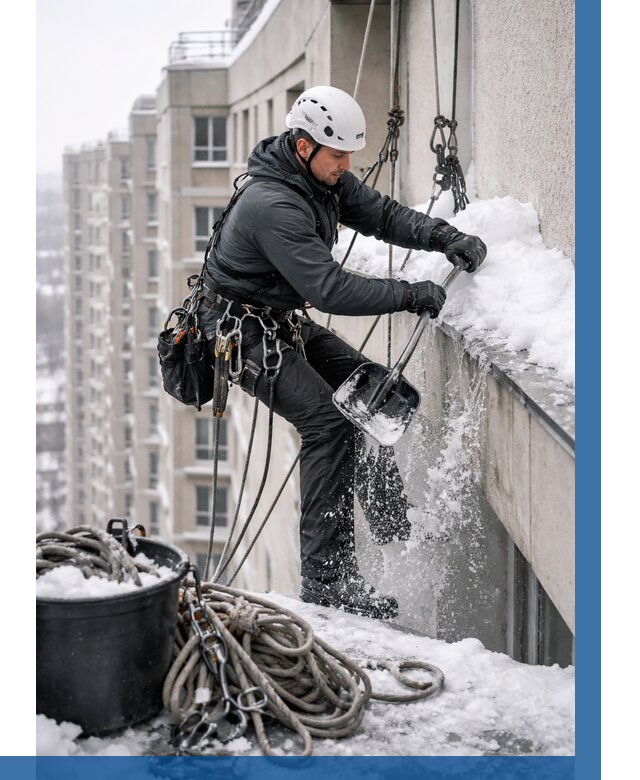 Очистка карнизов от снега в Карабулаке от 310 р. | ВЫСОТНИК-Крб