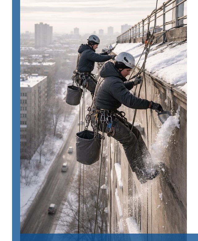 Очистка карнизов от снега в Карабулаке профессионально и безопасно