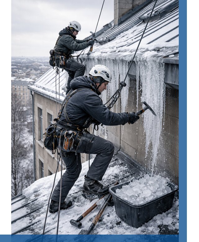 Удаление наледи с кровли в Карабулаке от 5681 р. | ВЫСОТНИК-Крб