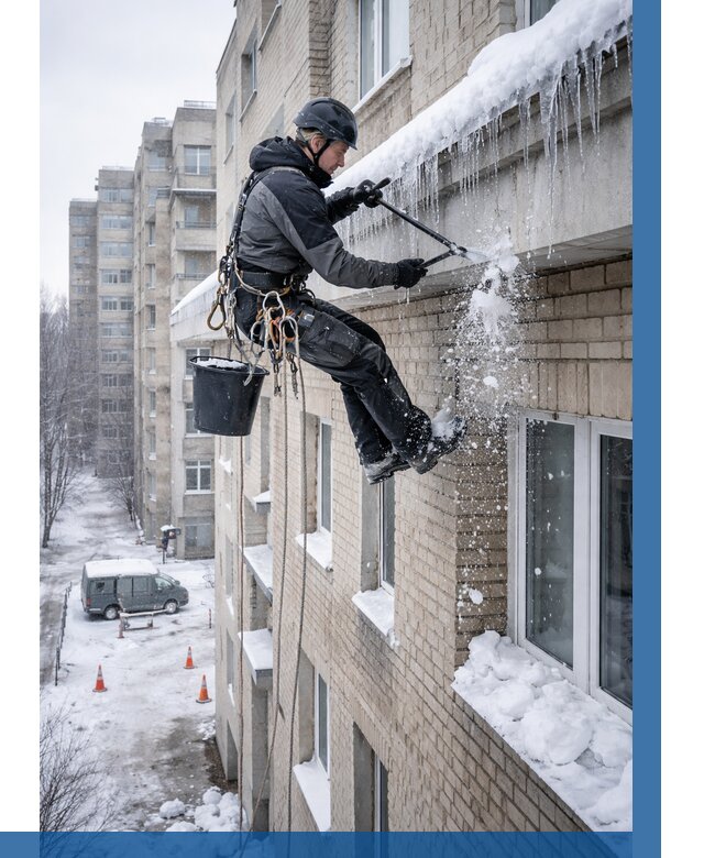 Удаление наледи с карнизов в Карабулаке от 362 р. | ВЫСОТНИК-Крб