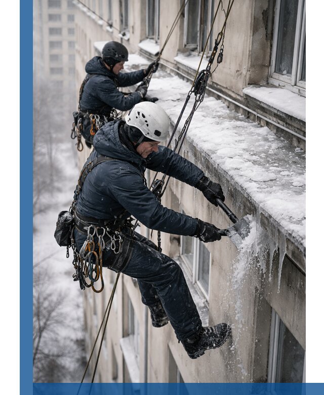 Удаление наледи и сосулек с карнизов в Карабулаке профессионально