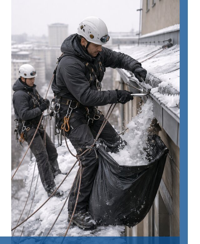 Аварийная очистка крыши в Карабулаке под ключ от 310 р. | ВЫСОТНИК-Крб