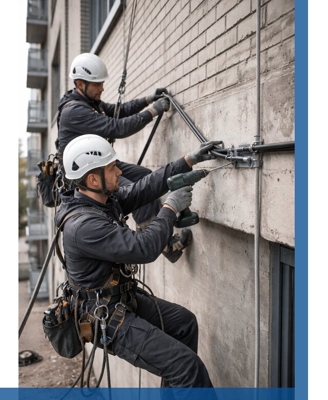 Крепление кабеля на фасаде в Карабулаке от 362 р. | ВЫСОТНИК-Крб