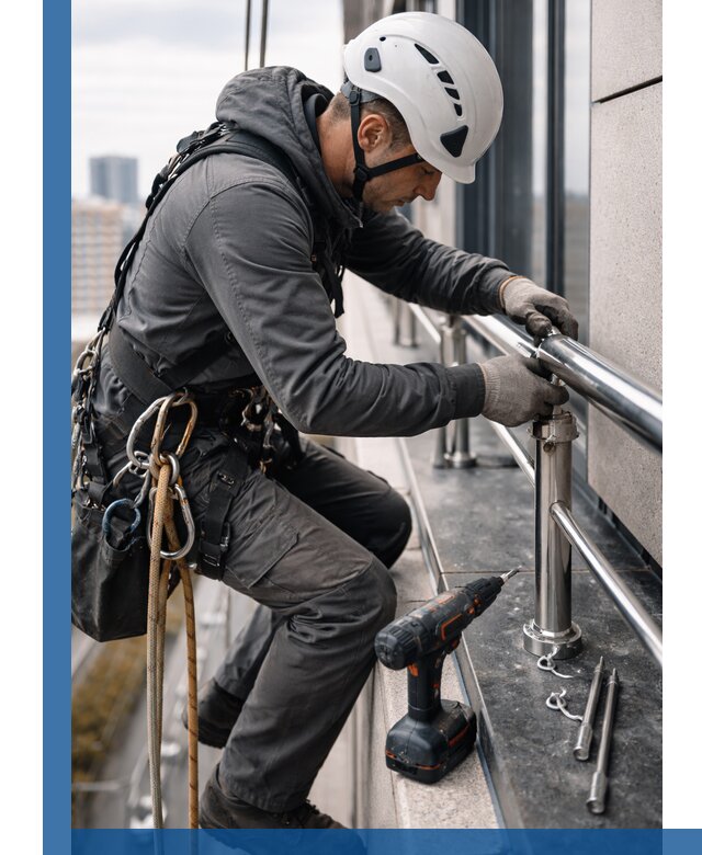 Монтаж ограждений на высоте в Карабулаке для зданий и конструкций