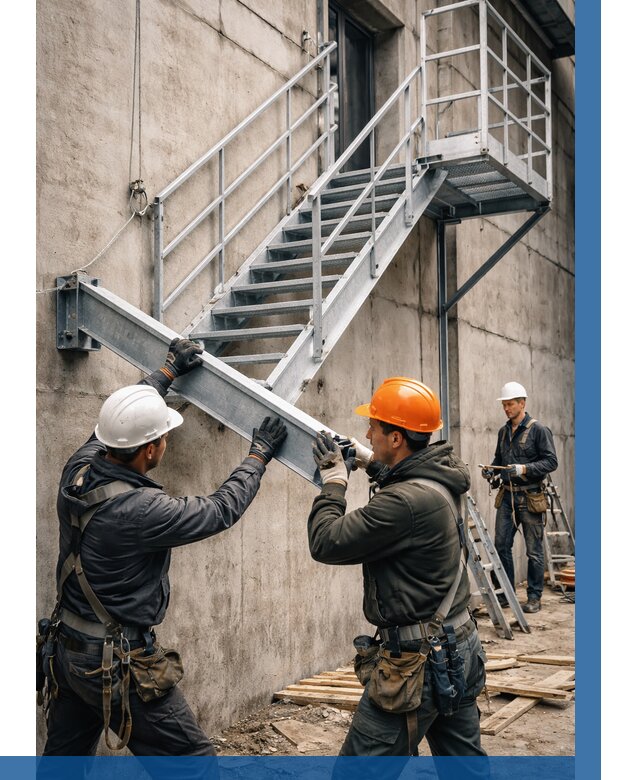 Монтаж металлических лестниц в Карабулаке от 15494 р. | ВЫСОТНИК-Крб