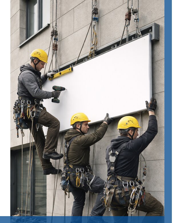 Монтаж рекламной вывески в Карабулаке от 8263 р. | ВЫСОТНИК-Крб