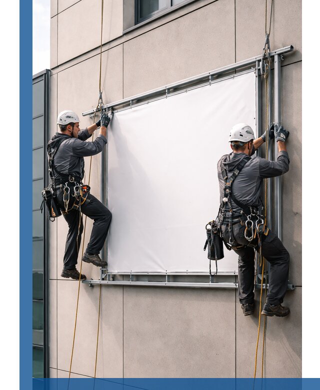 Монтаж наружной рекламной вывески в Карабулаке под ключ