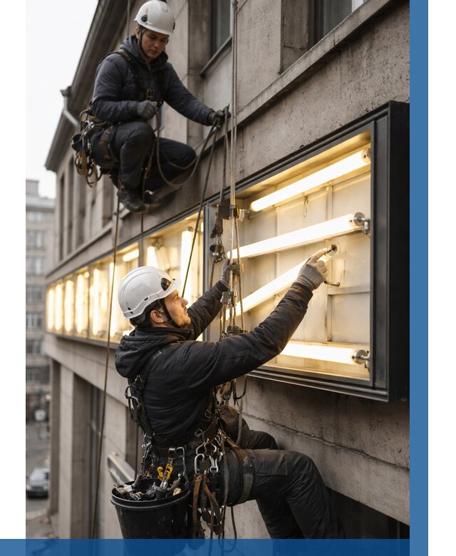 Замена ламп в вывеске в Карабулаке под ключ от 3615 р. | ВЫСОТНИК-Крб