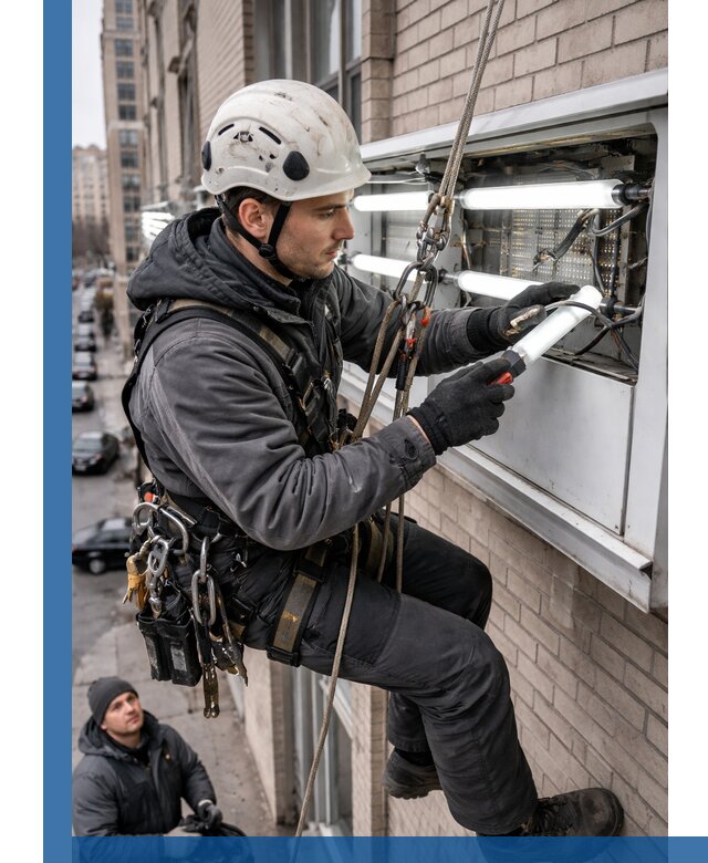 Профессиональная замена ламп в наружной вывеске в Карабулаке
