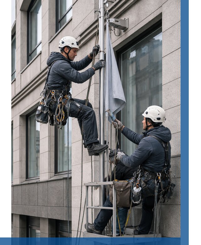 Установка флагов на фасаде в Карабулаке от 4648 р. | ВЫСОТНИК-Крб