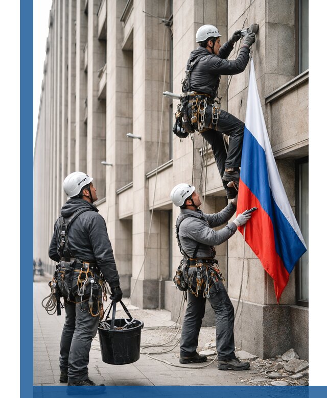 Профессиональная установка флагов на фасаде в Карабулаке