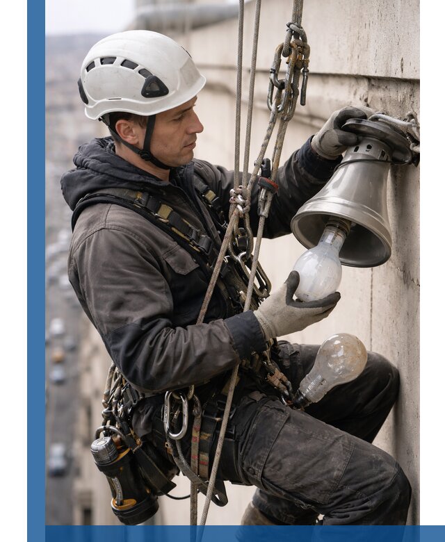 Замена ламп на высоте в Карабулаке профессионально и быстро