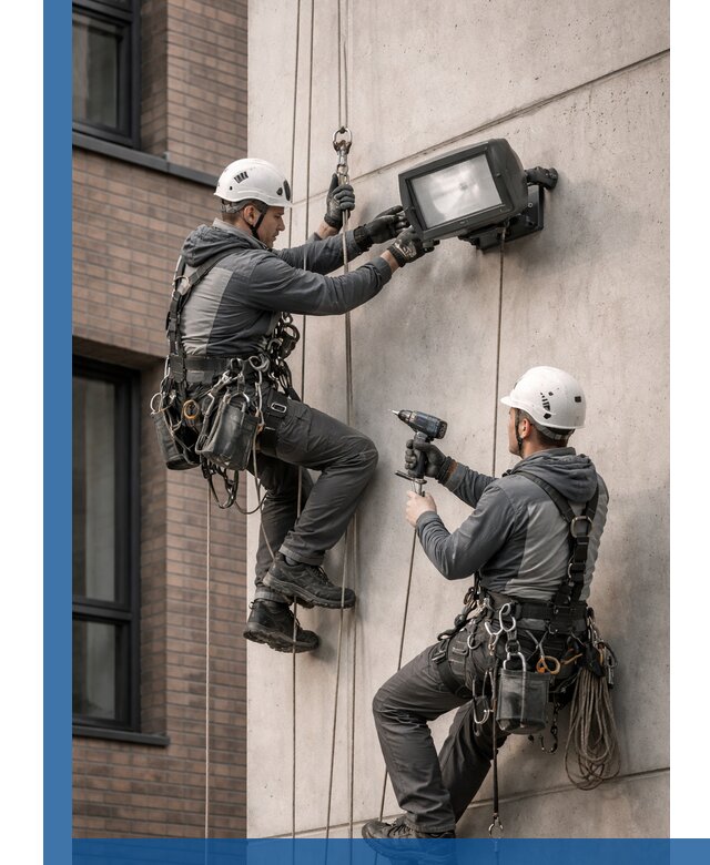 Профессиональный монтаж фасадных прожекторов в Карабулаке под ключ