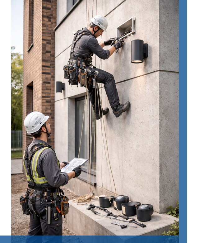 Монтаж фасадного освещения в Карабулаке от 2582 р. | ВЫСОТНИК-Крб