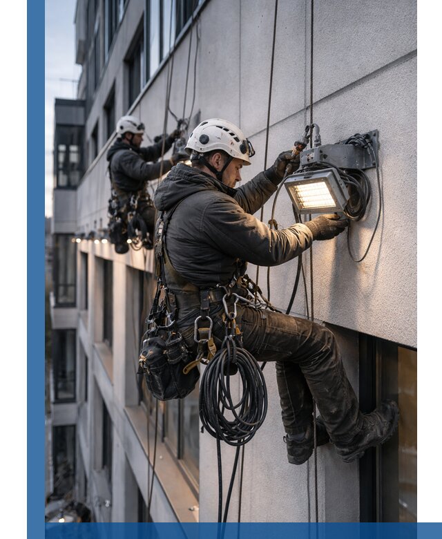 Монтаж фасадного освещения в Карабулаке установка и подключение