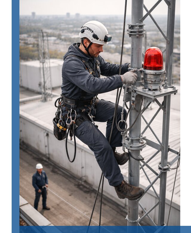 Монтаж заградительных огней и обслуживание объектов в Карабулаке