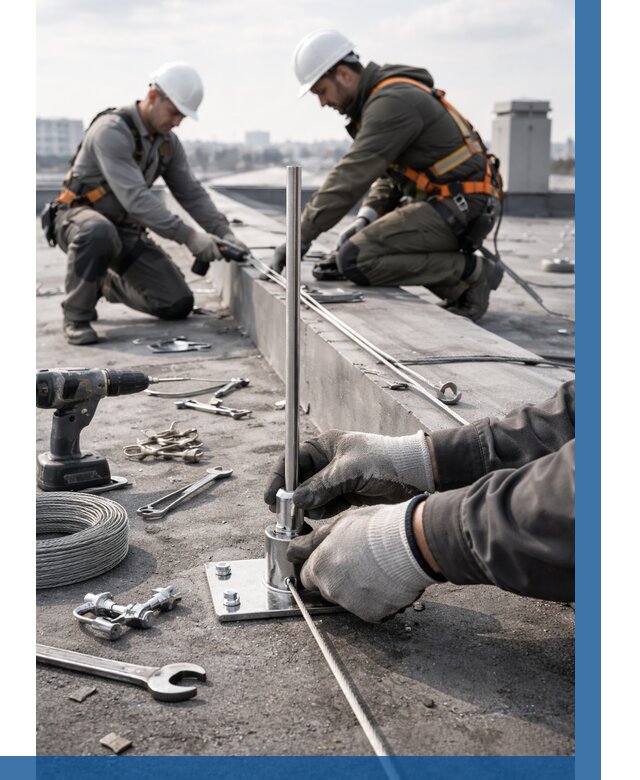 Монтаж молниезащиты на кровле в Карабулаке цена от 25823 р. | ВЫСОТНИК-Крб