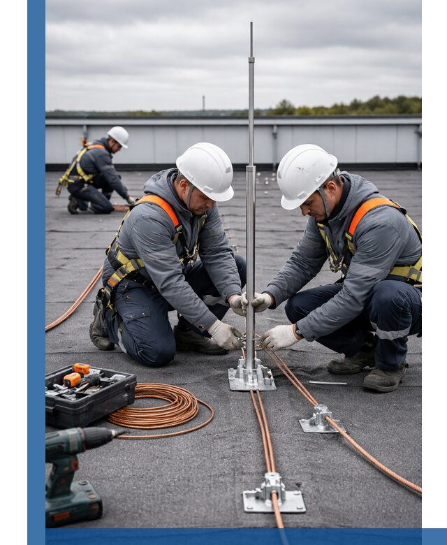 Монтаж молниезащиты на кровле в Карабулаке под ключ с гарантией