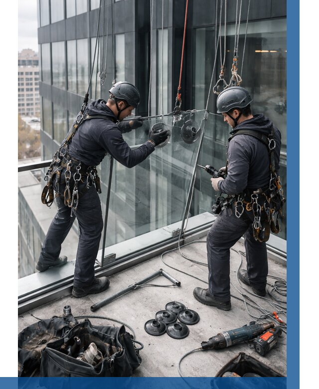 Монтаж стеклянных ограждений в Карабулаке от 2582 р. | ВЫСОТНИК-Крб