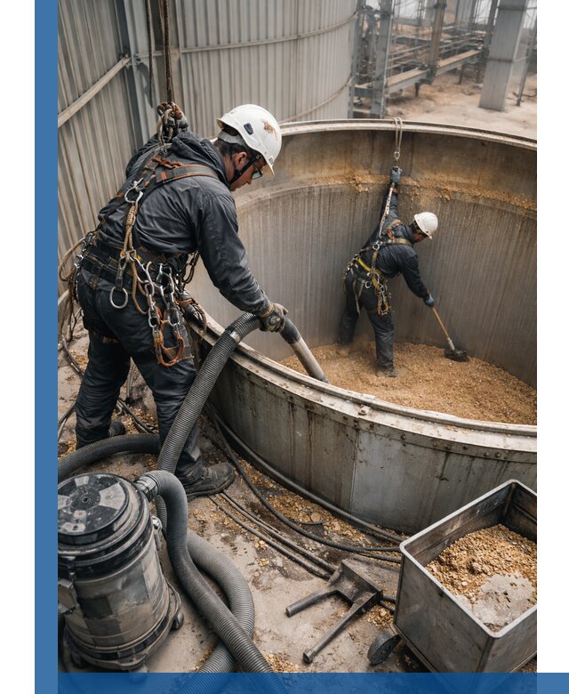 Профессиональная чистка зерновых бункеров в Карабулаке с выездом