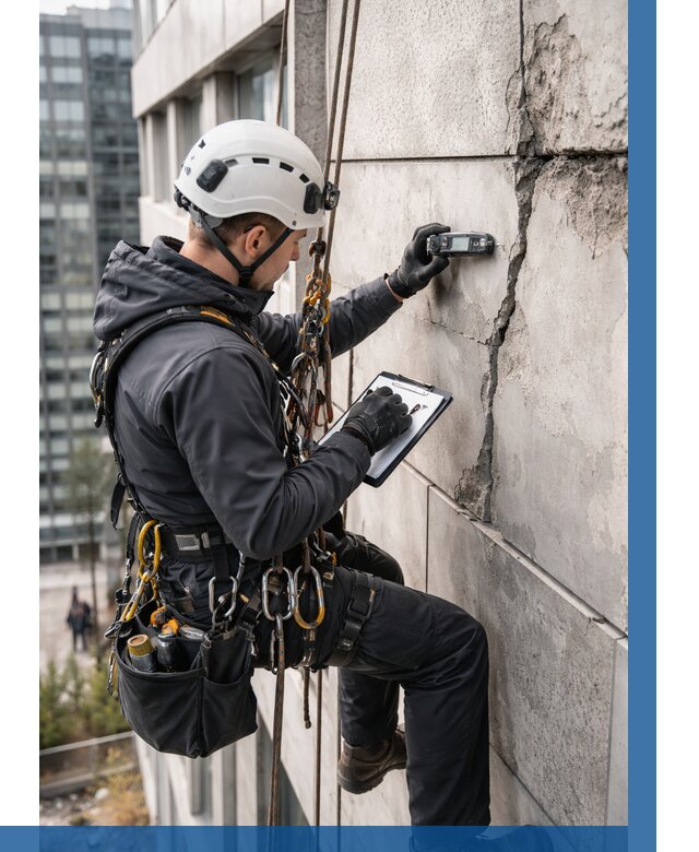 Обследование фасада альпинистами в Карабулаке от 124 р. | ВЫСОТНИК-Крб