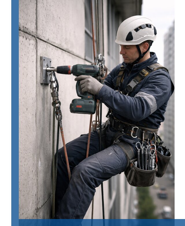 Установка анкерных точек для высотных работ в Карабулаке